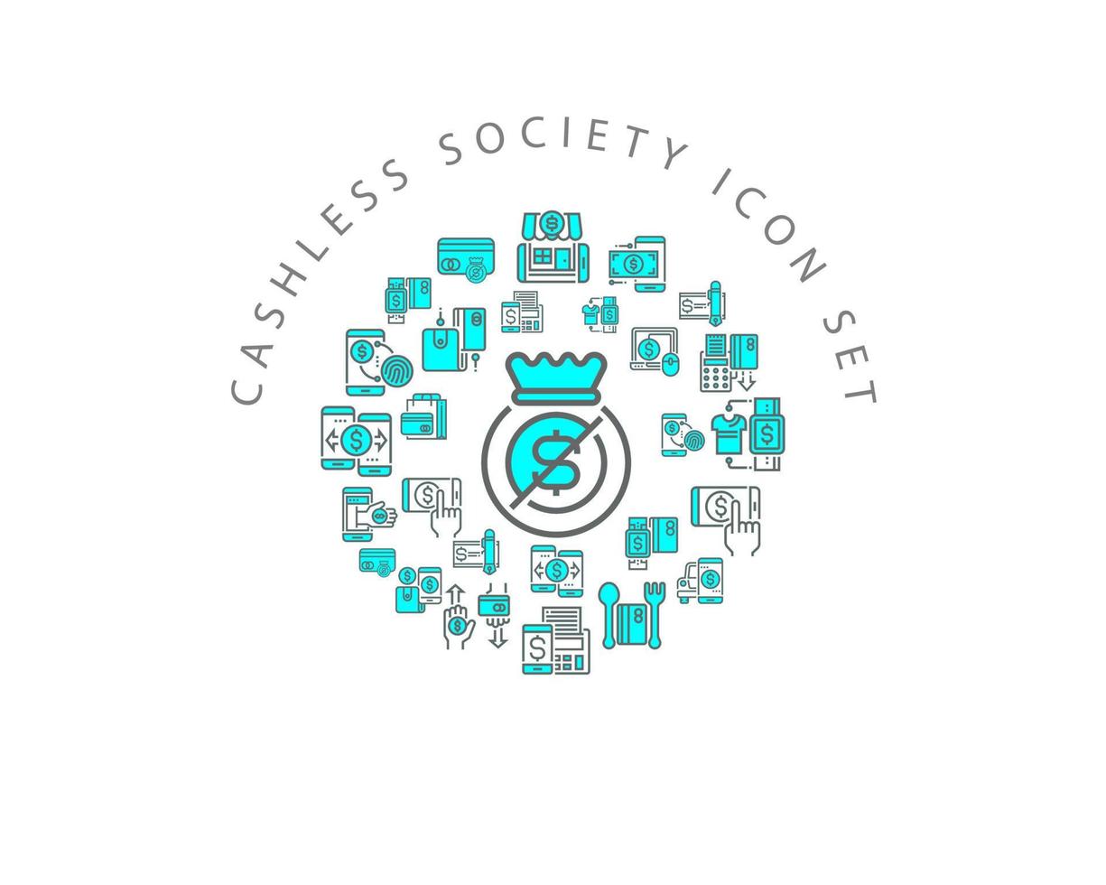 Cashless society icon set design on white background vector