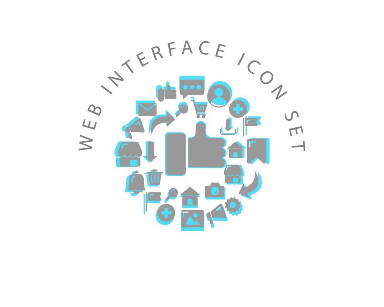 Web interface icon set design on white background. vector