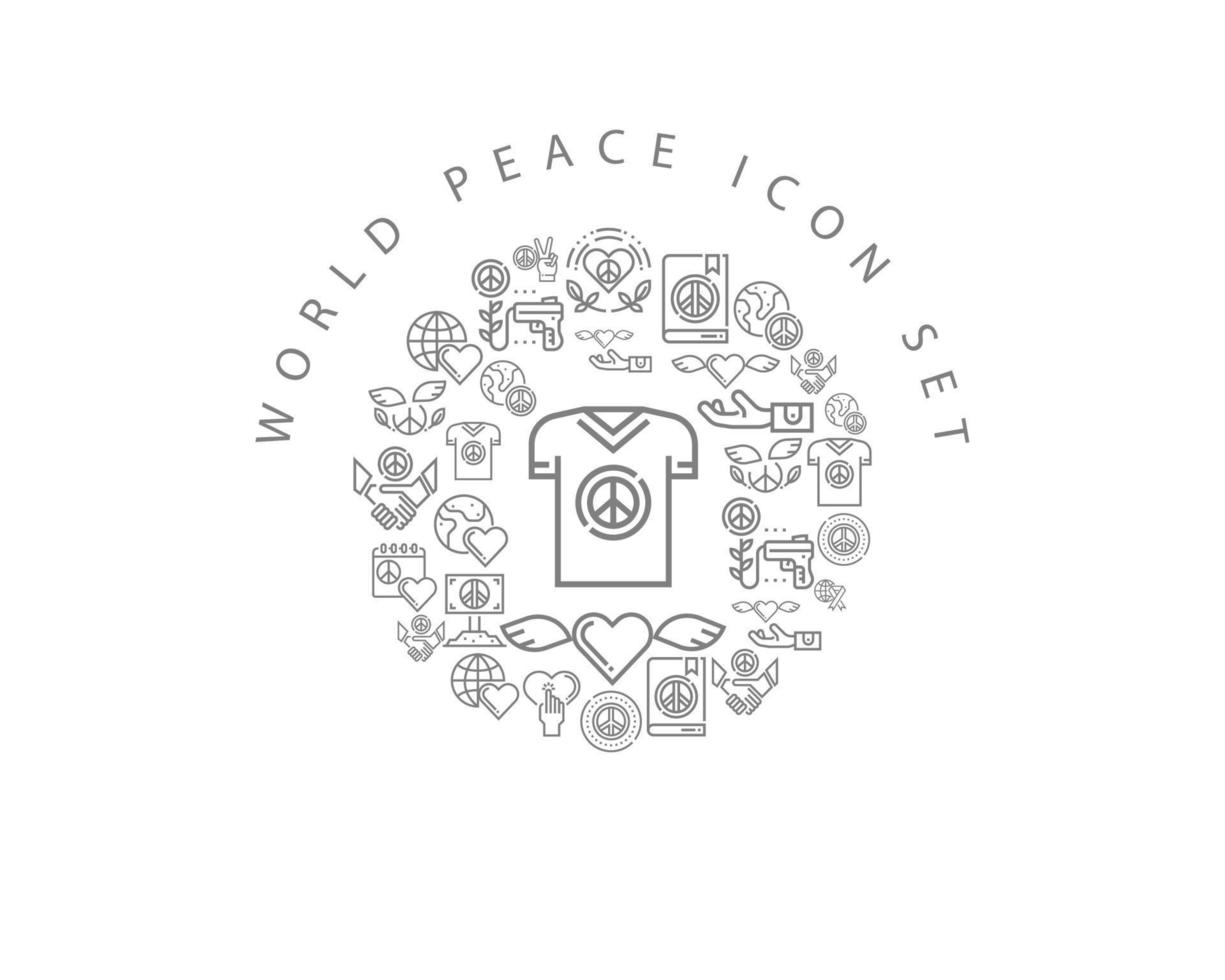 diseño de conjunto de iconos de paz mundial sobre fondo blanco. vector