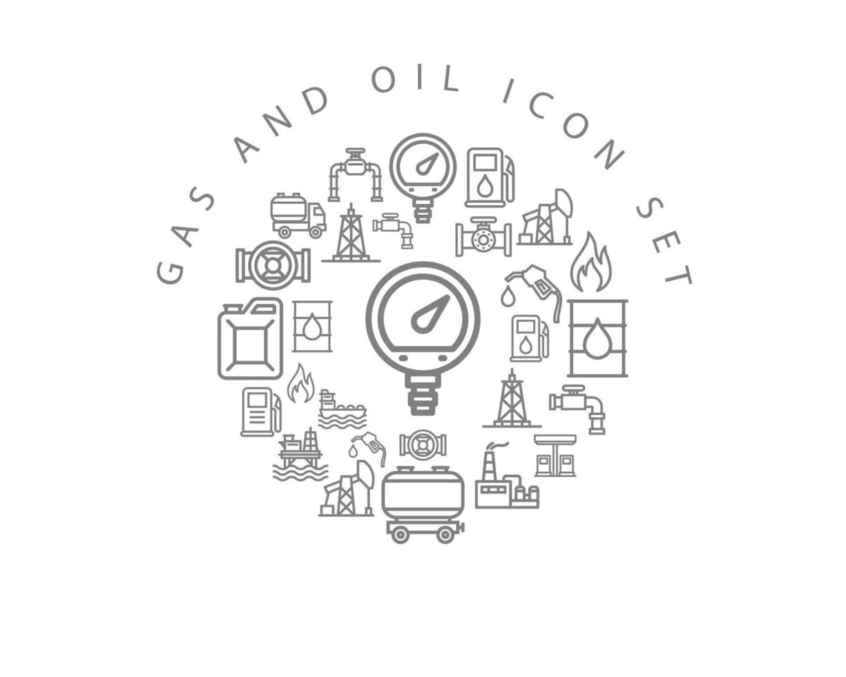 Gas and oil icon set design on white background. vector
