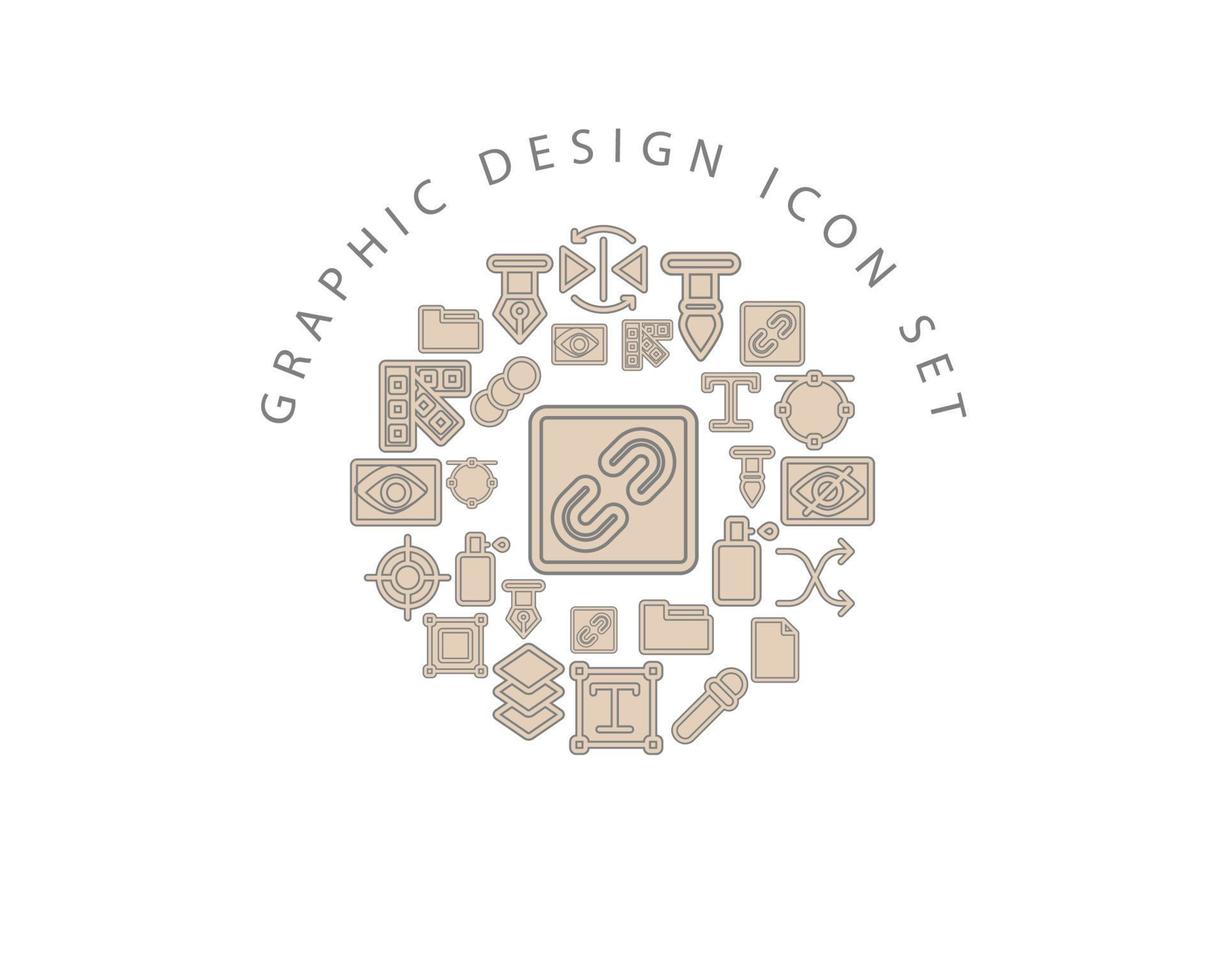 Diseño de conjunto de iconos de diseño gráfico sobre fondo blanco. vector