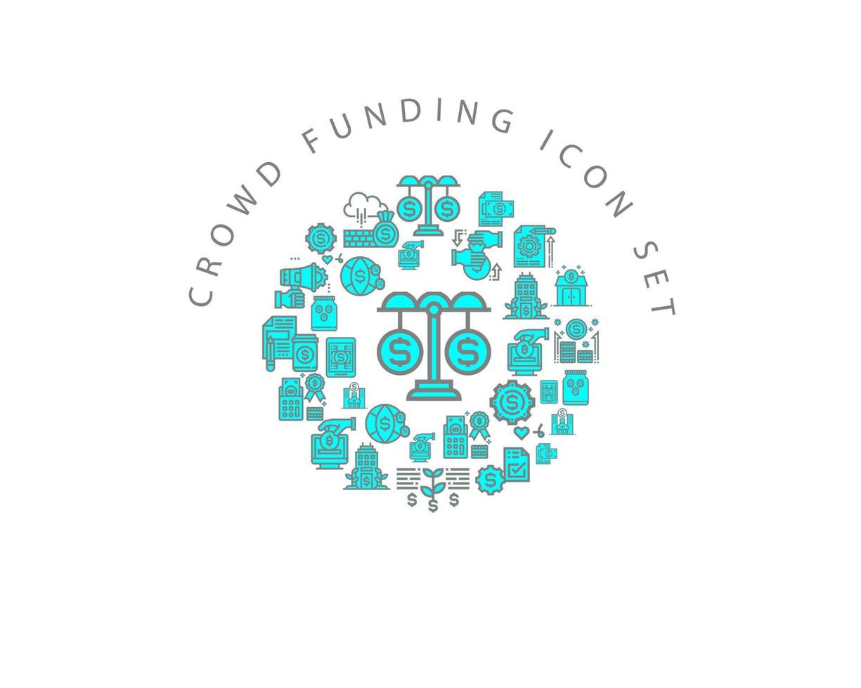 Crowd  funding icon set design on white background vector