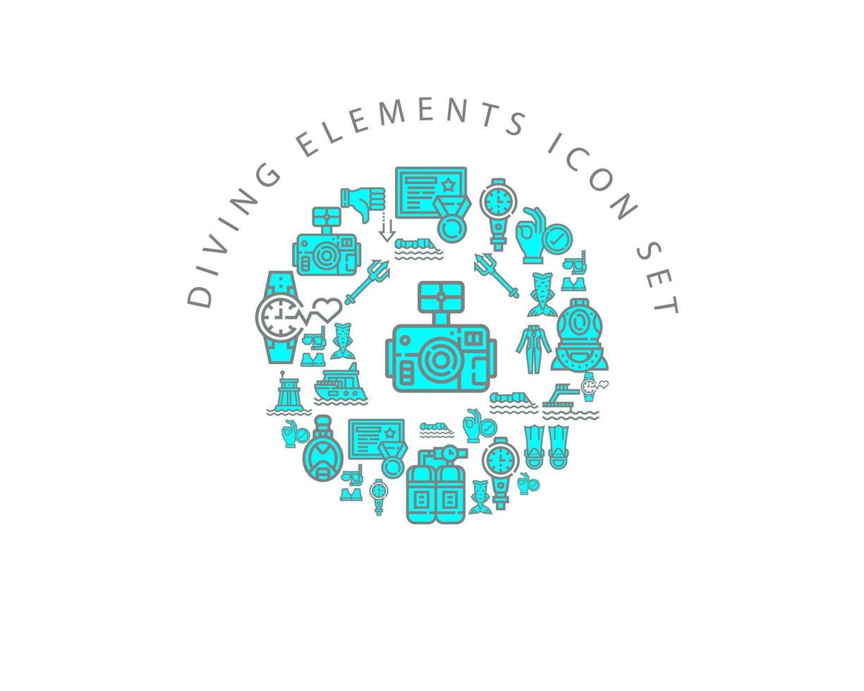 Diving elements icon set design on white background vector