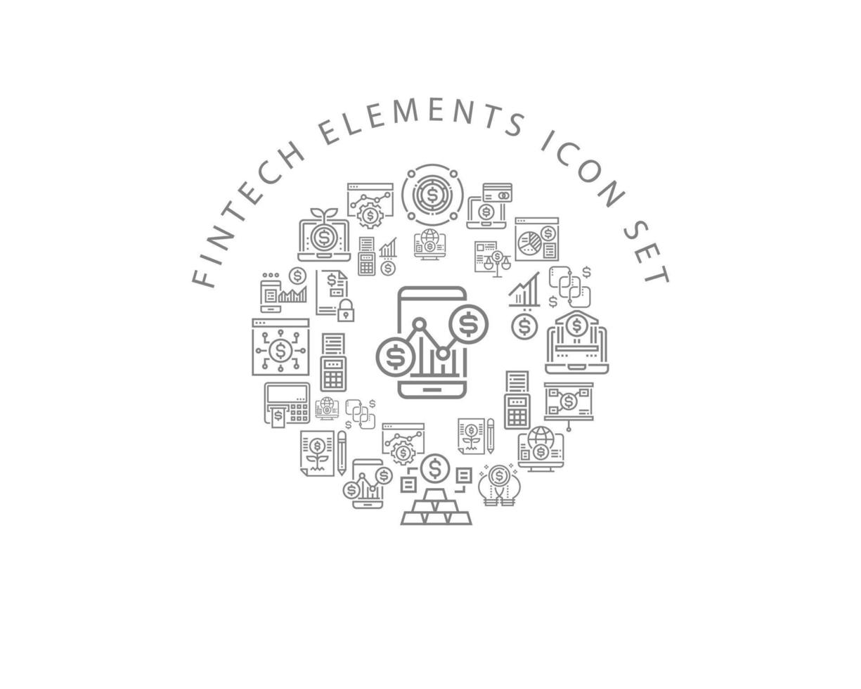Fintech elements icon set design on white background vector