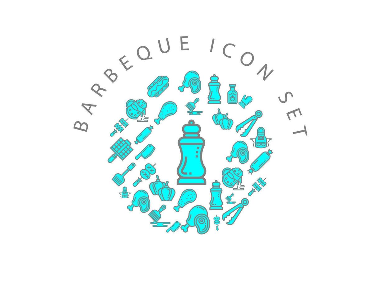 Barbeque icon set design on white background. vector