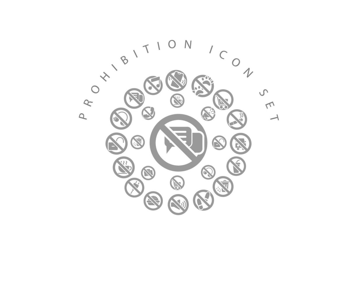 diseño de conjunto de iconos de prohibición sobre fondo blanco. vector