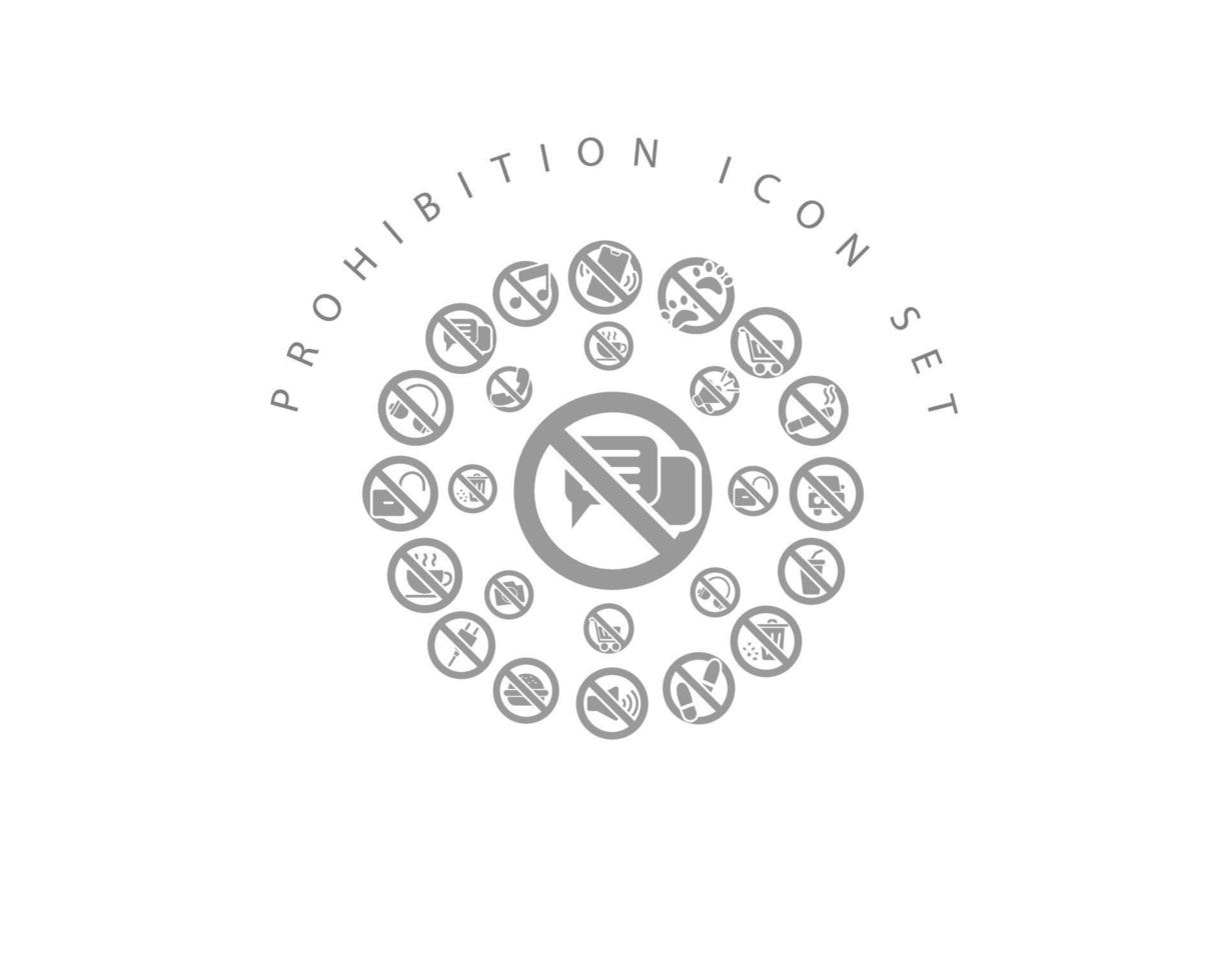 Prohibition icon set design on white background. vector