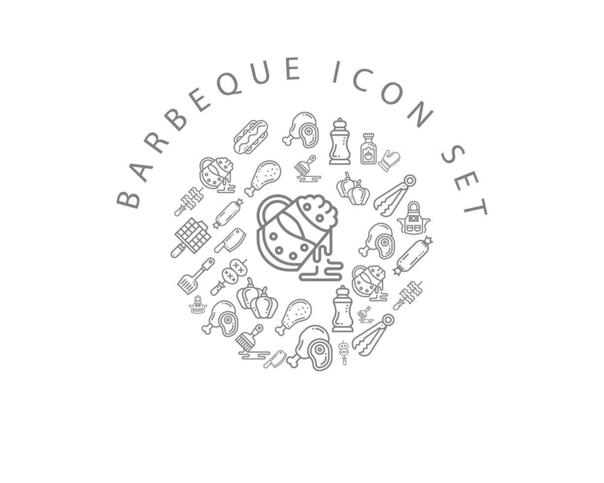 diseño de conjunto de iconos de barbacoa sobre fondo blanco. vector