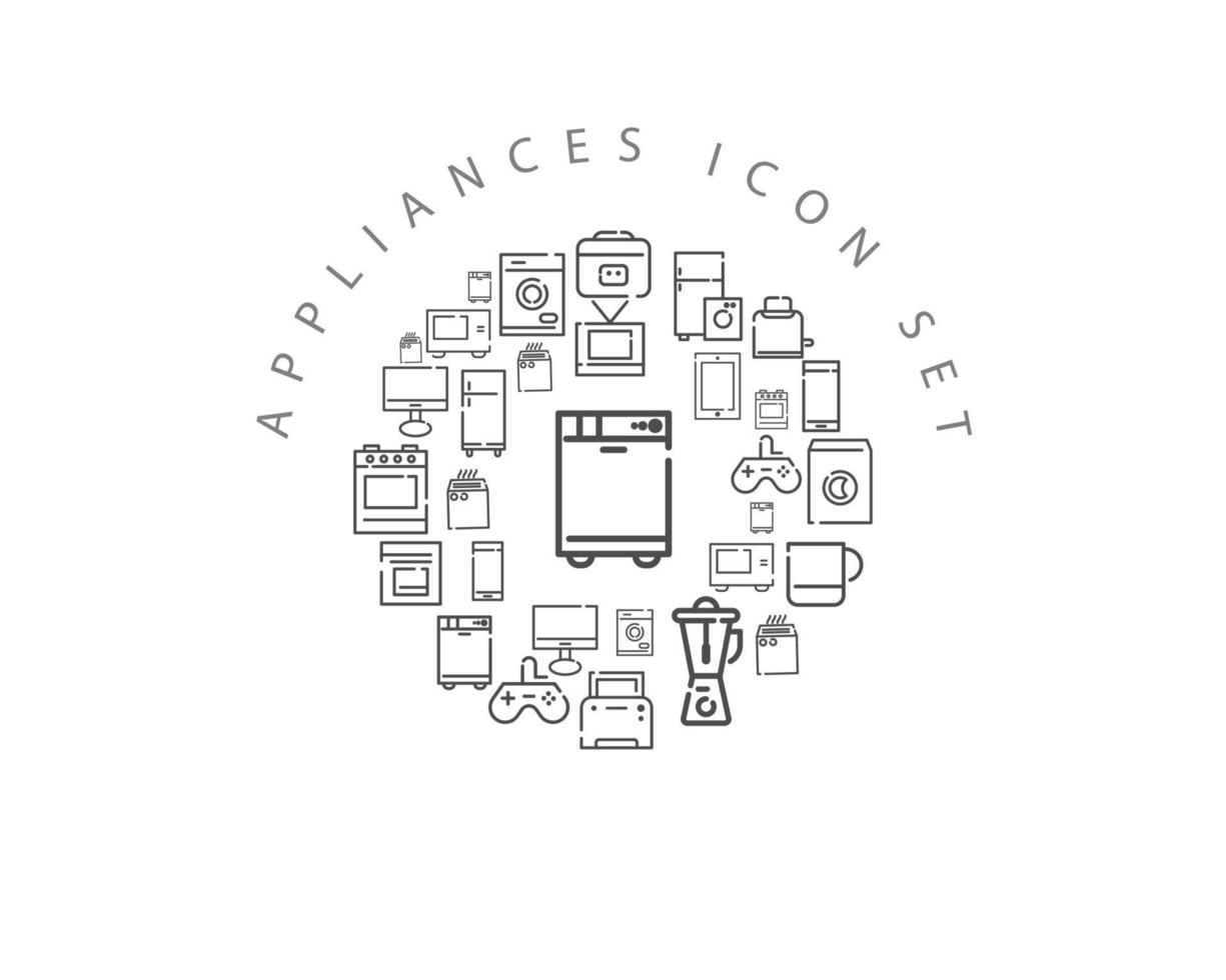 Appliances flat icon set design on white background. vector