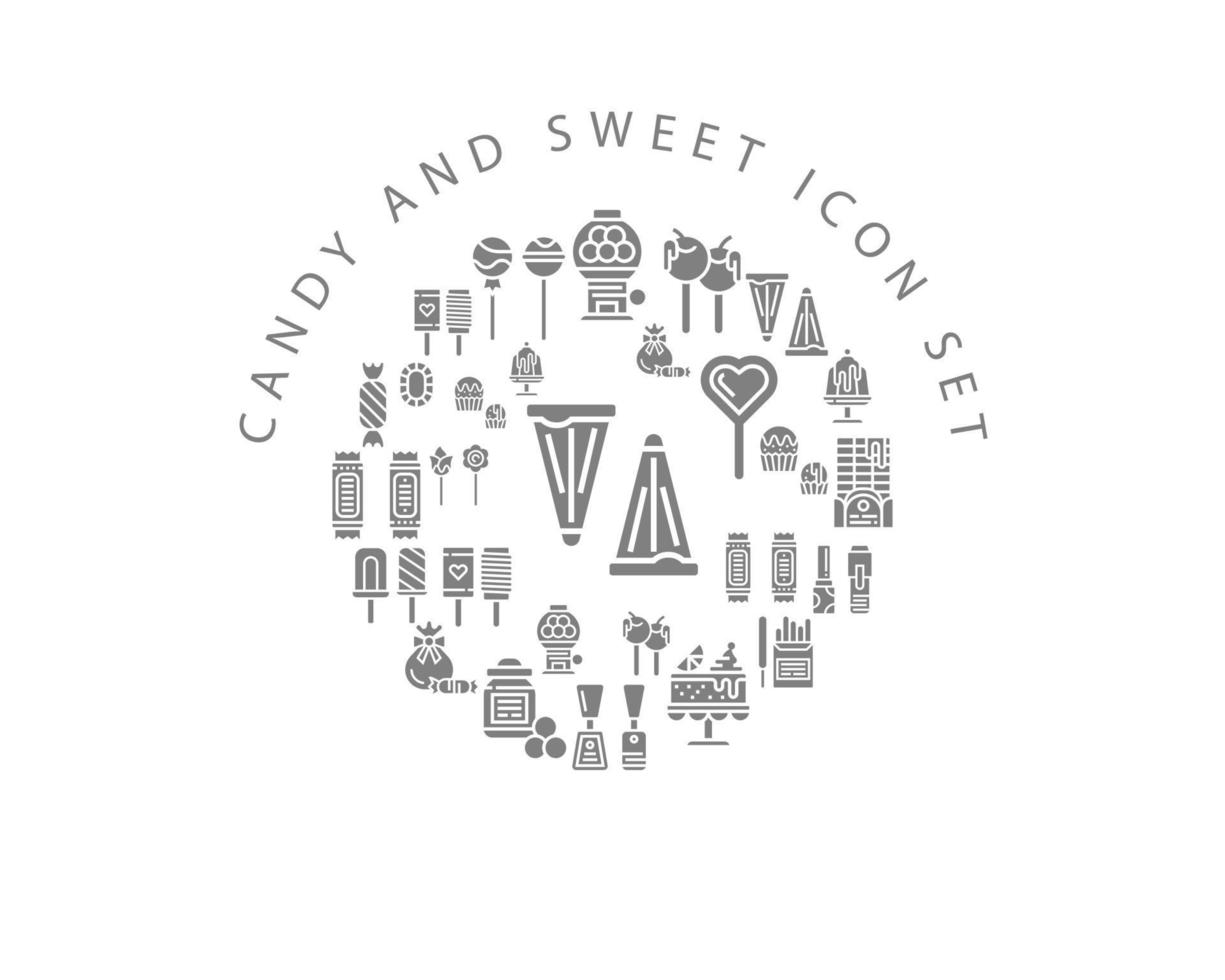 Candy and sweet icon set design on white background. vector