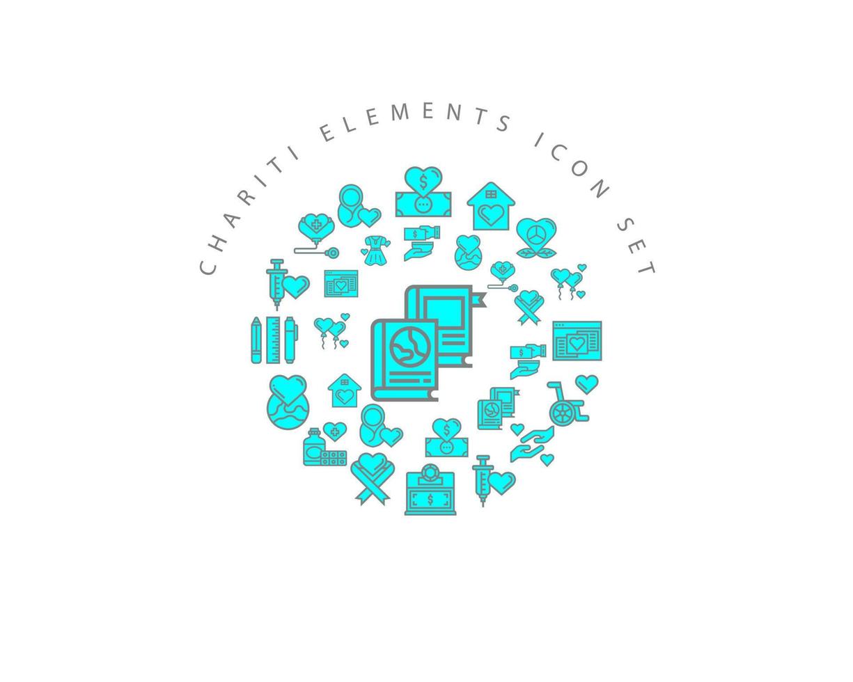 Charity icon set design on white background. vector