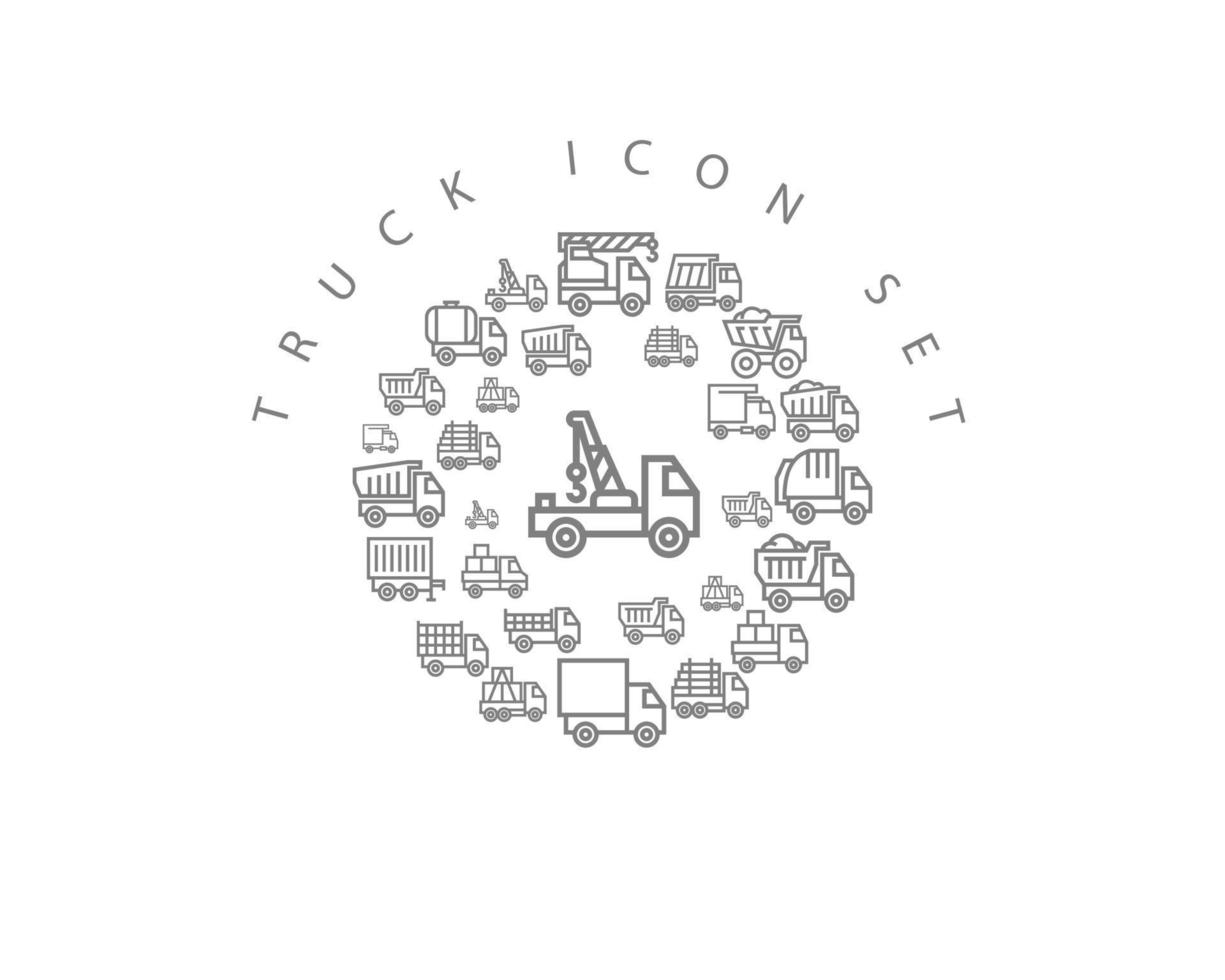 diseño de conjunto de iconos de camión sobre fondo blanco diseño de conjunto de iconos sobre fondo blanco vector