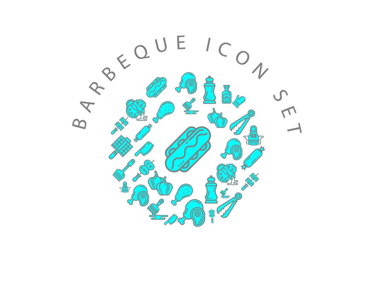 diseño de conjunto de iconos de barbacoa sobre fondo blanco. vector