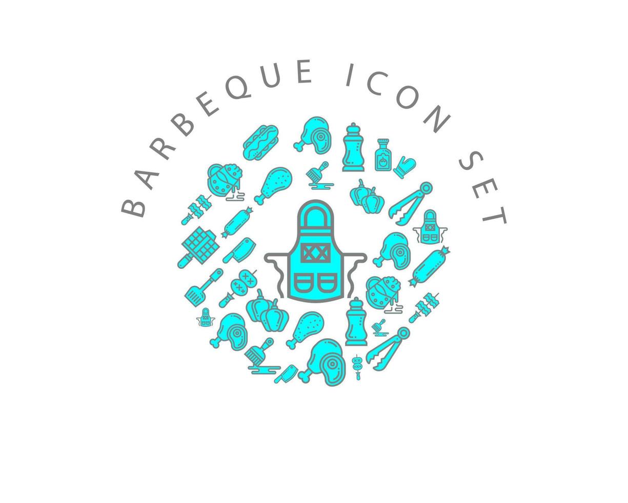 diseño de conjunto de iconos de barbacoa sobre fondo blanco. vector