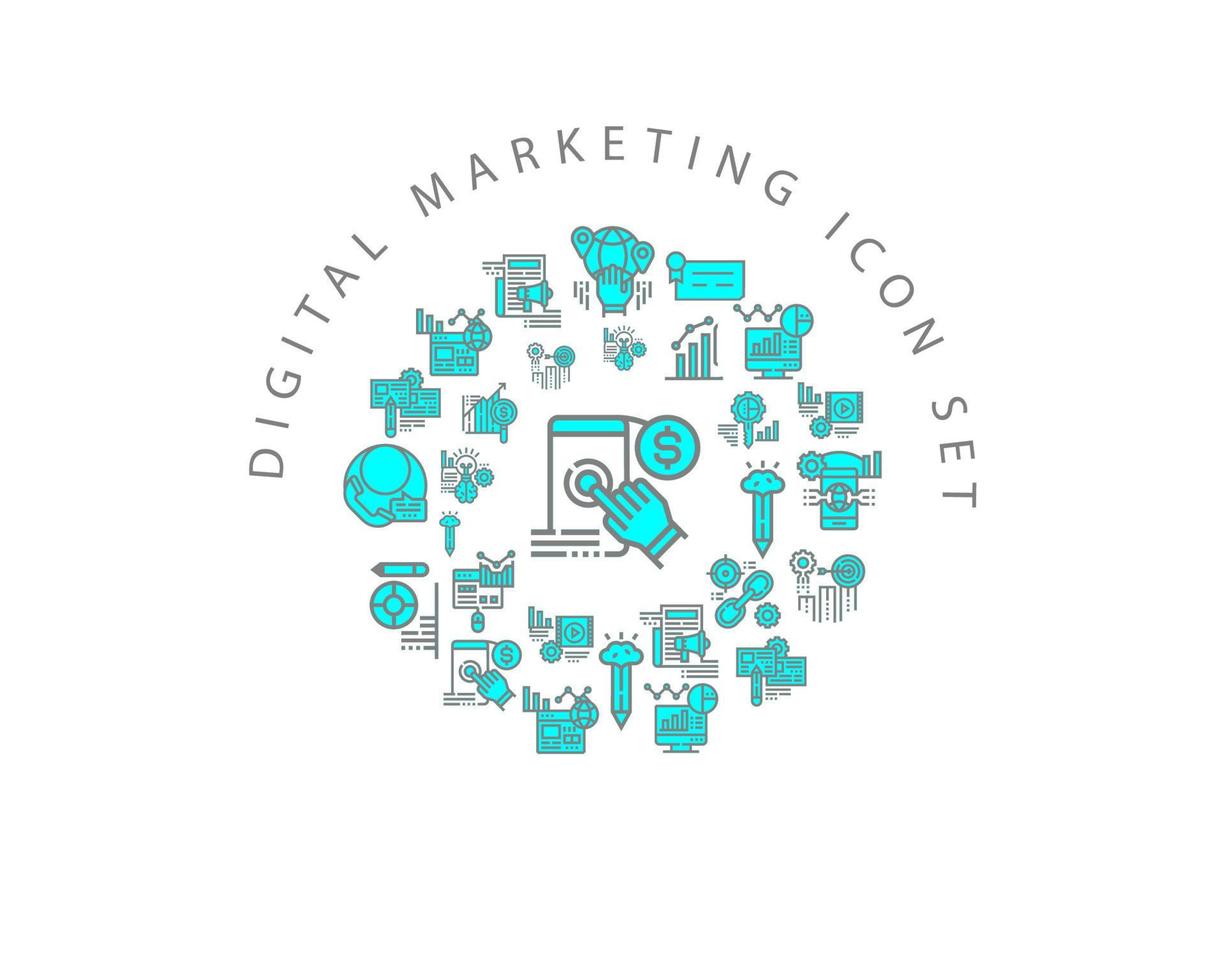 Digital Marketing icon set design on white background vector
