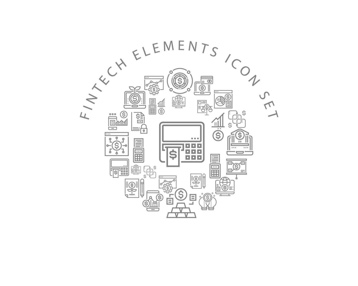 Fintech elements icon set design on white background vector