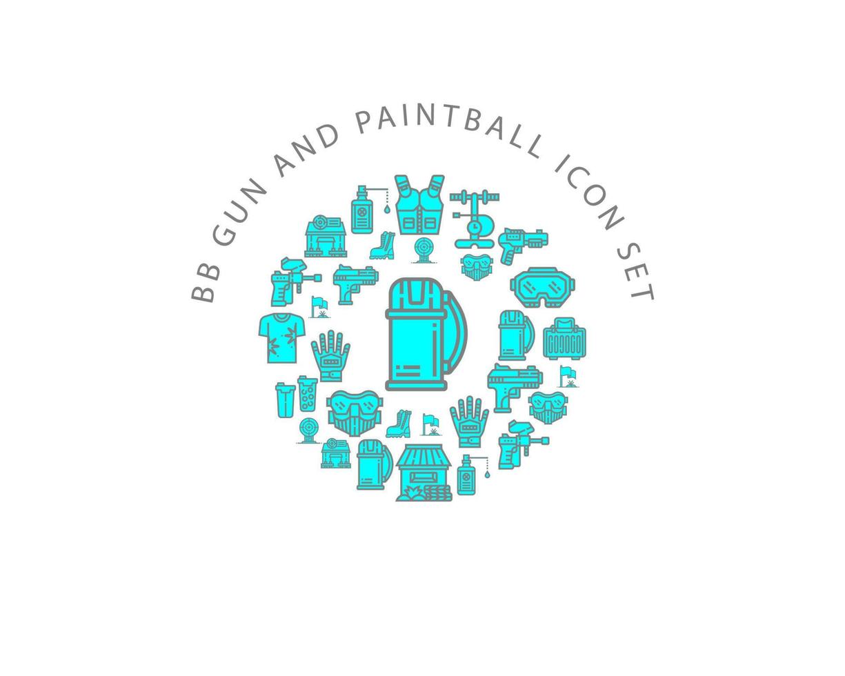 BB gun and paintball icon set on white background. vector