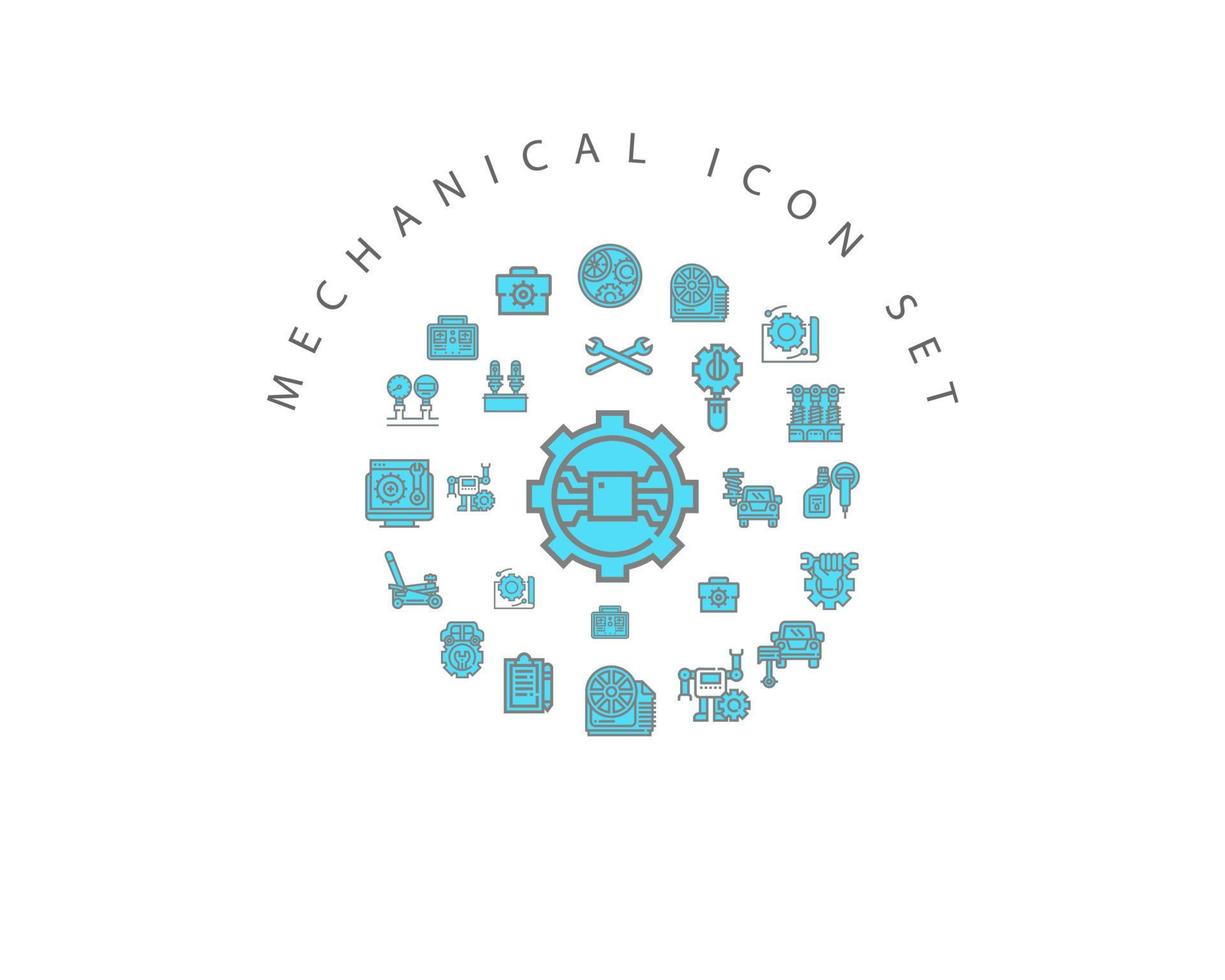 Mechanical icon set design on white background. vector
