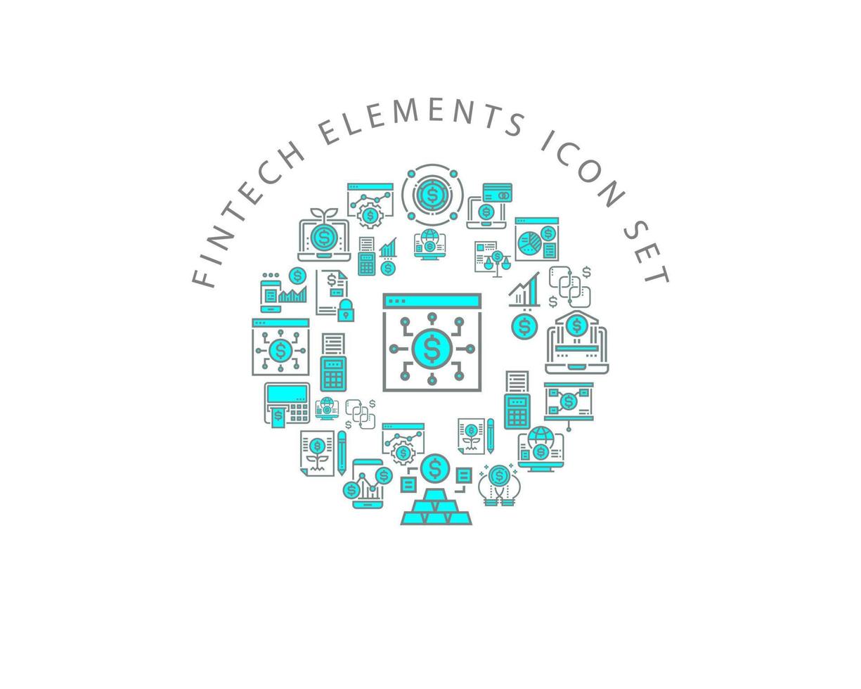 Fintech elements icon set design on white background vector