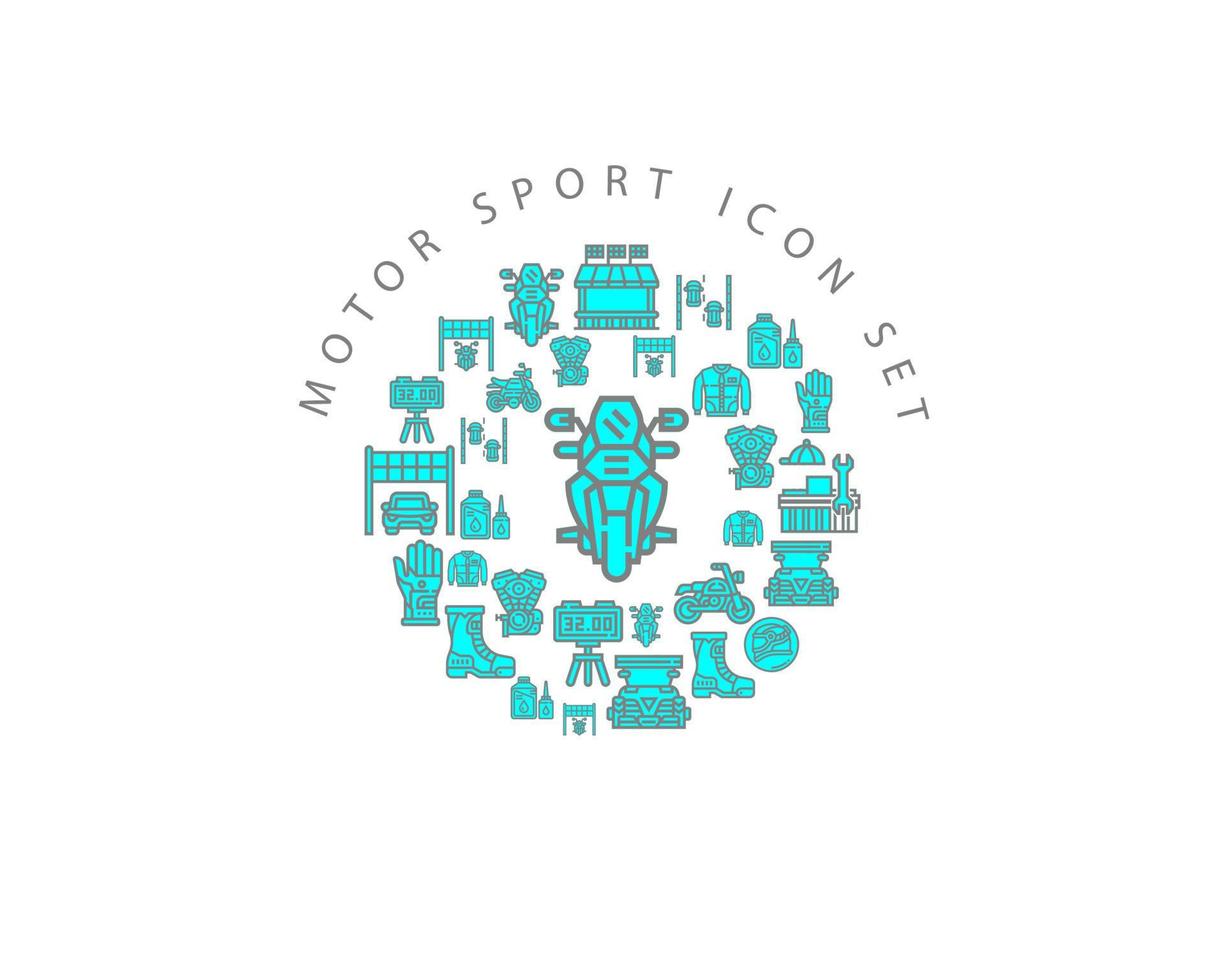 Motor sport icon set design on white background. vector