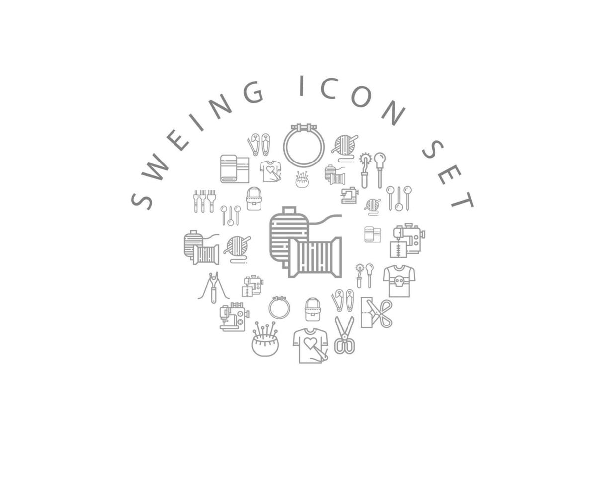 Sweing  icon set design on white background. vector