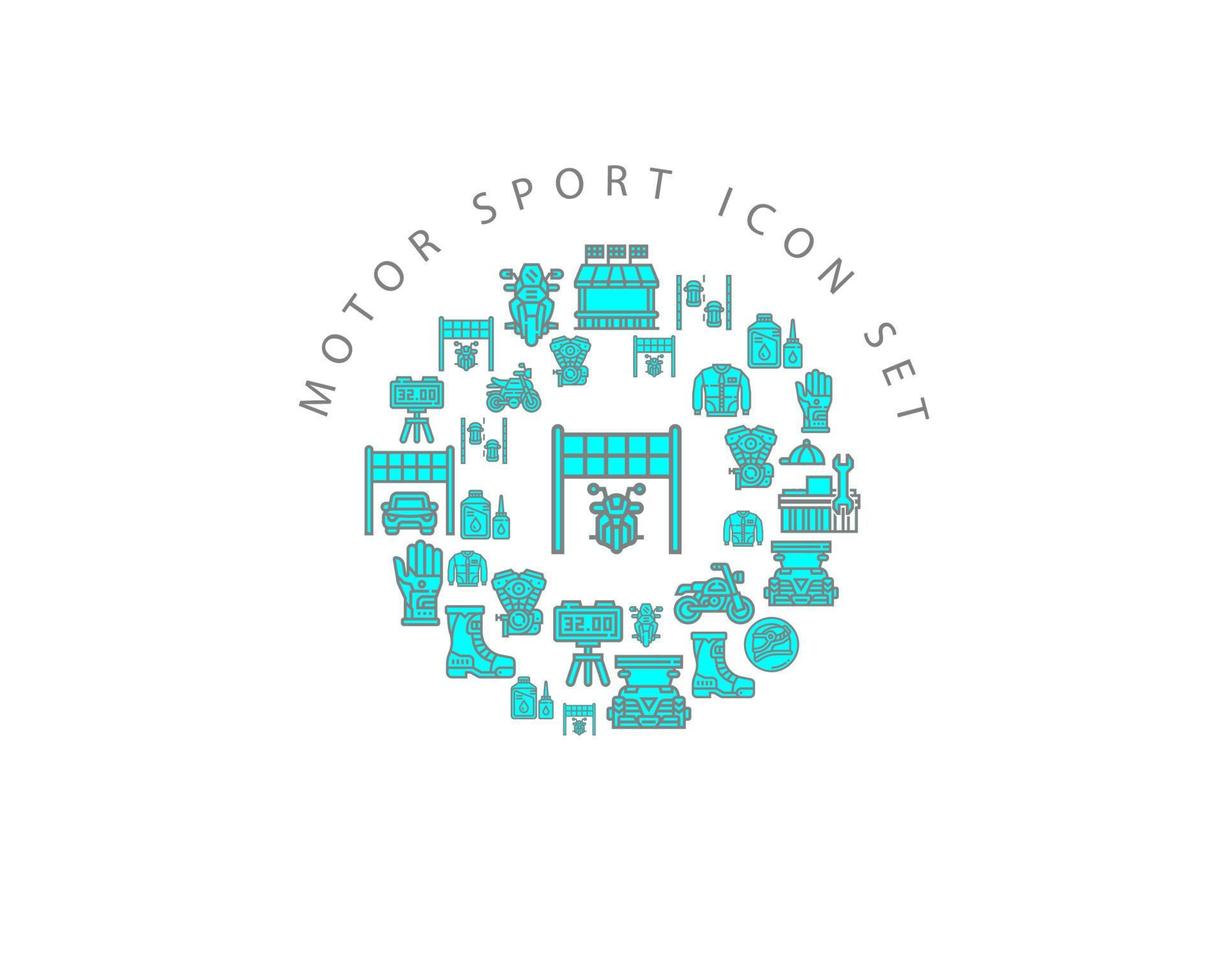 Motor sport icon set design on white background. vector