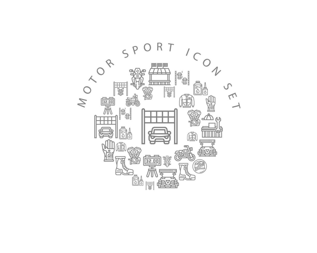 Motor sport icon set design on white background. vector