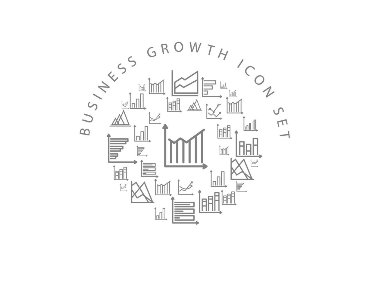 Business growth icon set design on white background. vector