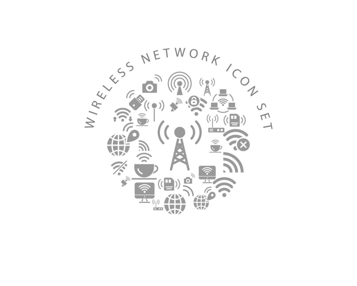 Wireless network icon set design on white background. vector