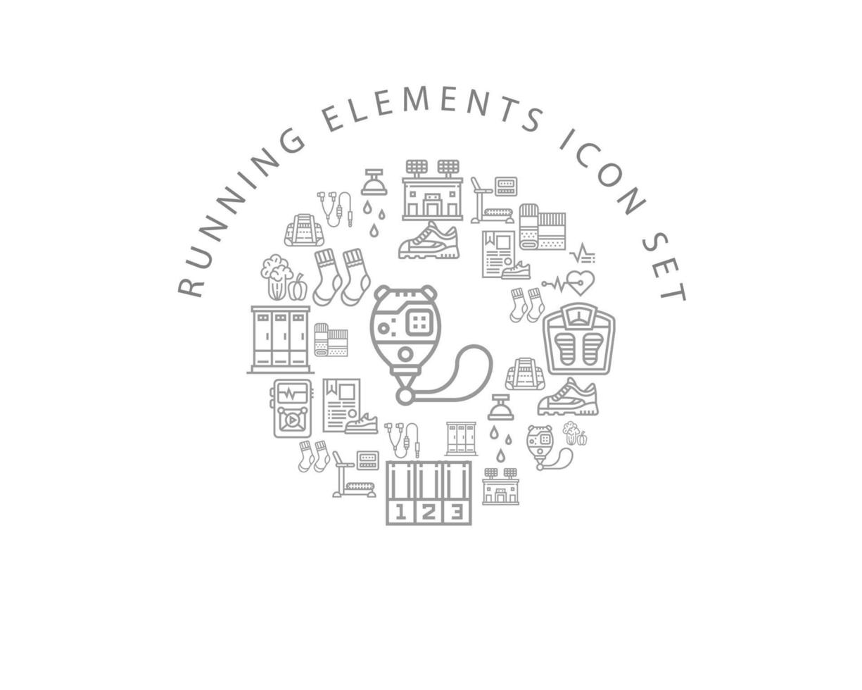 Running elements icon set design on white background. vector