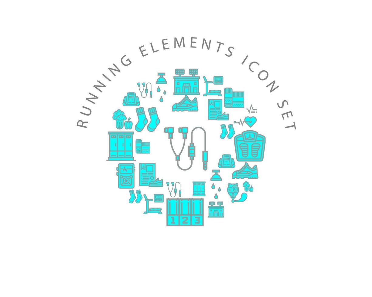 Running elements icon set design on white background. vector