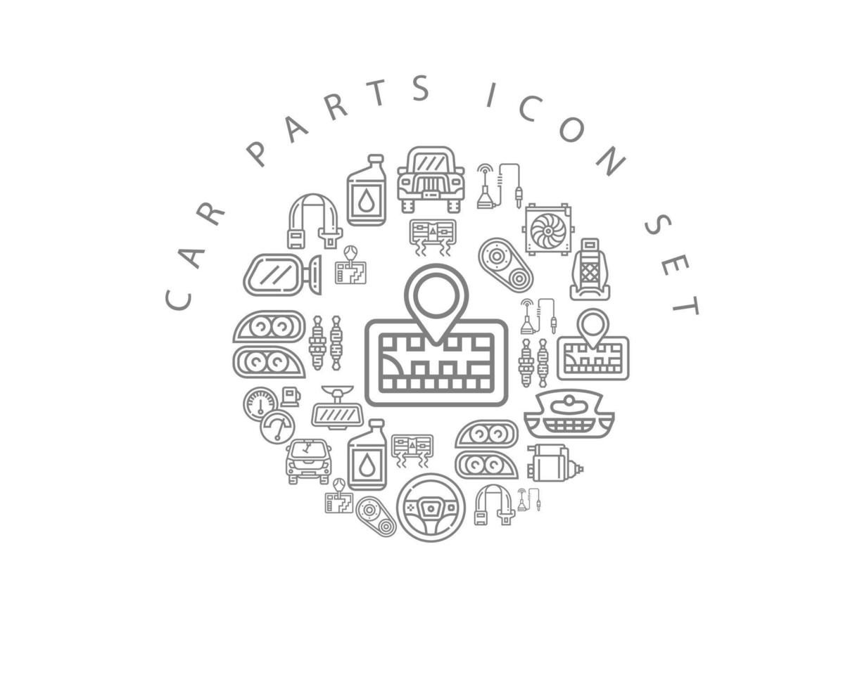 Car parts icon set design on white background. vector