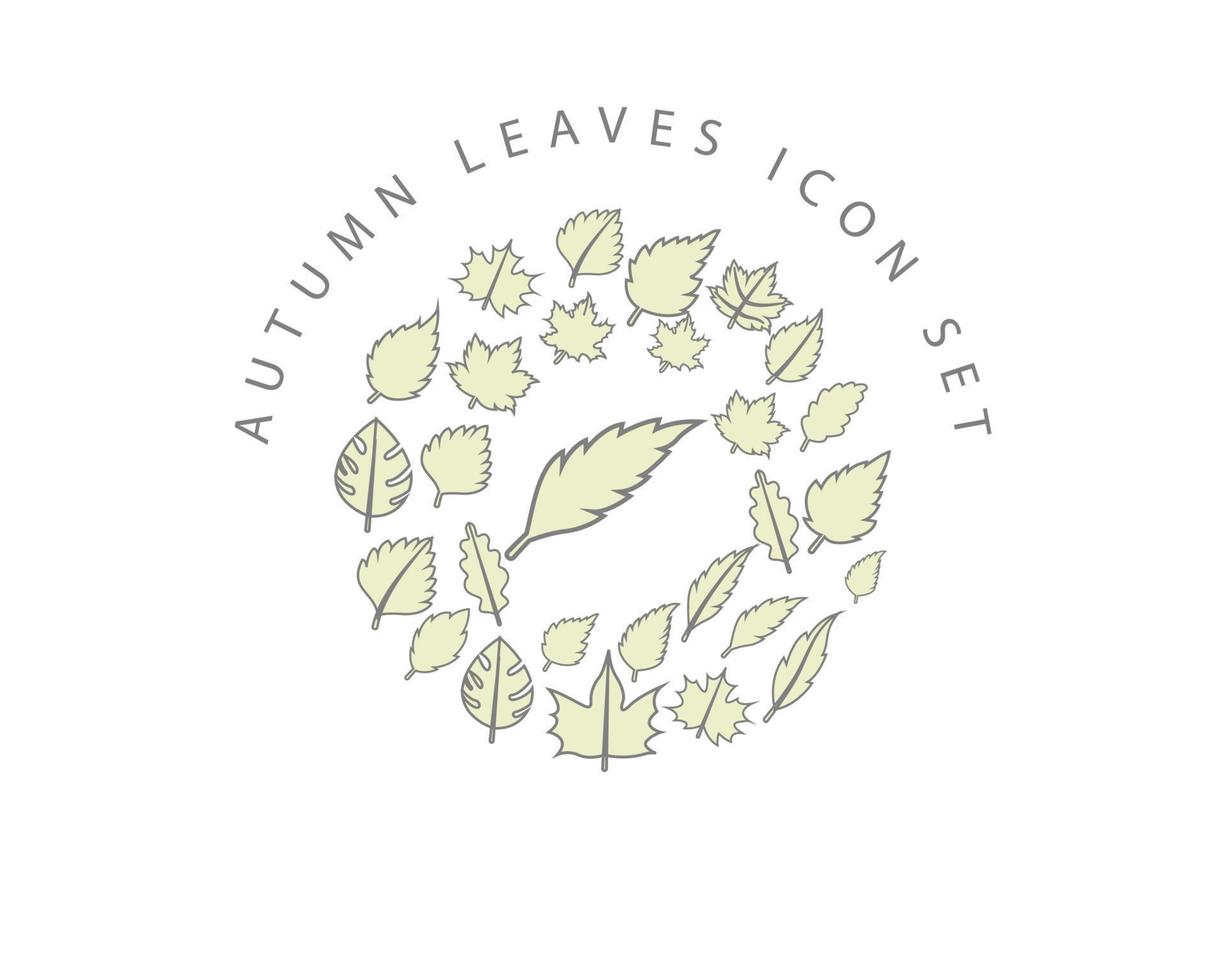 Autumn leaves icon set design on white background. vector