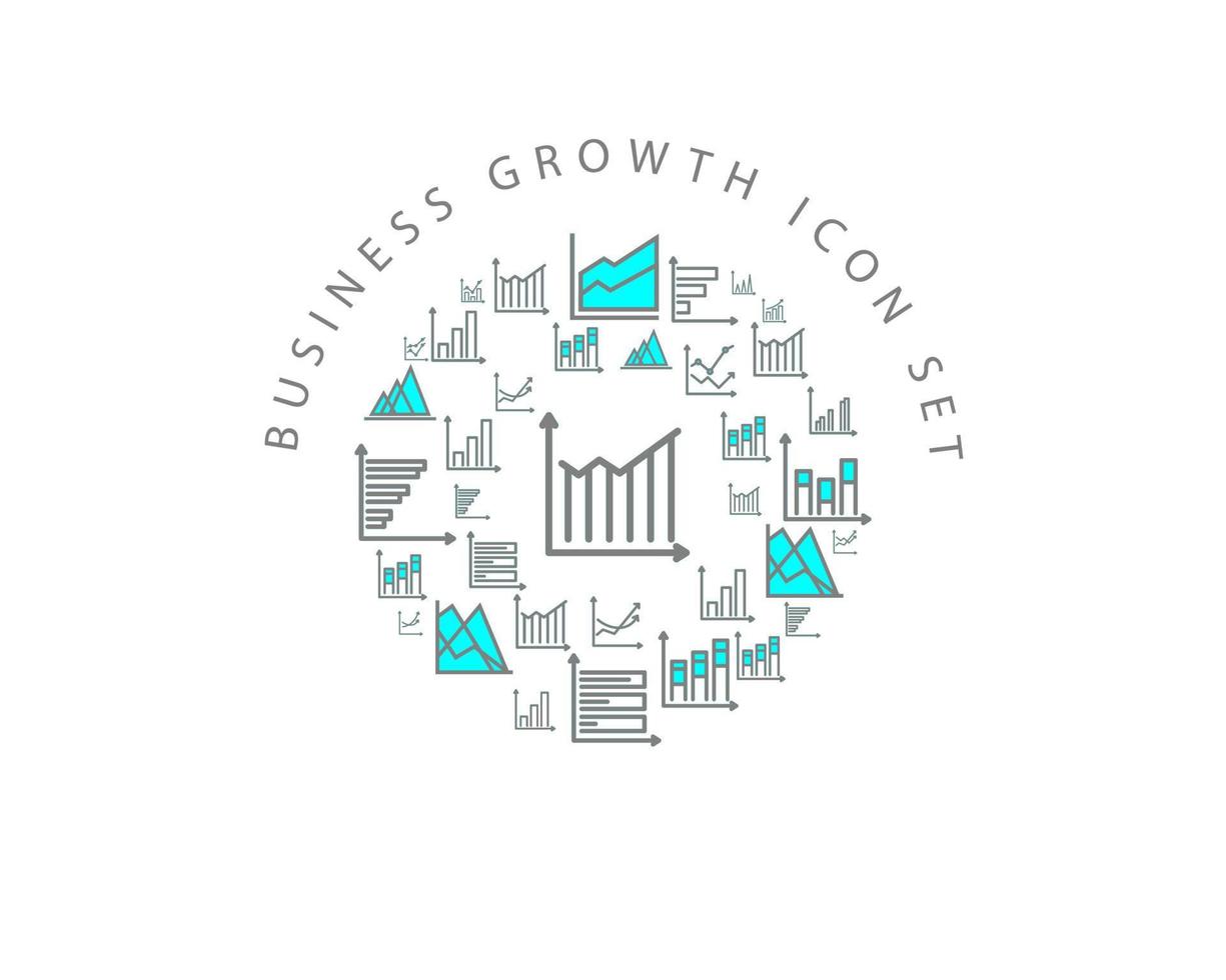 Business growth icon set design on white background. vector