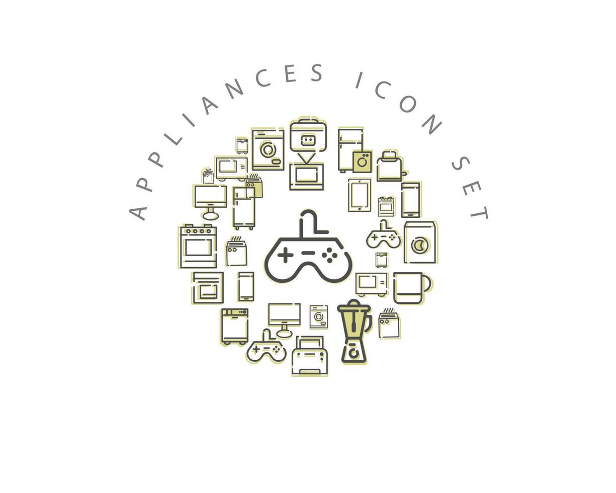 Appliances flat icon set design on white background. vector