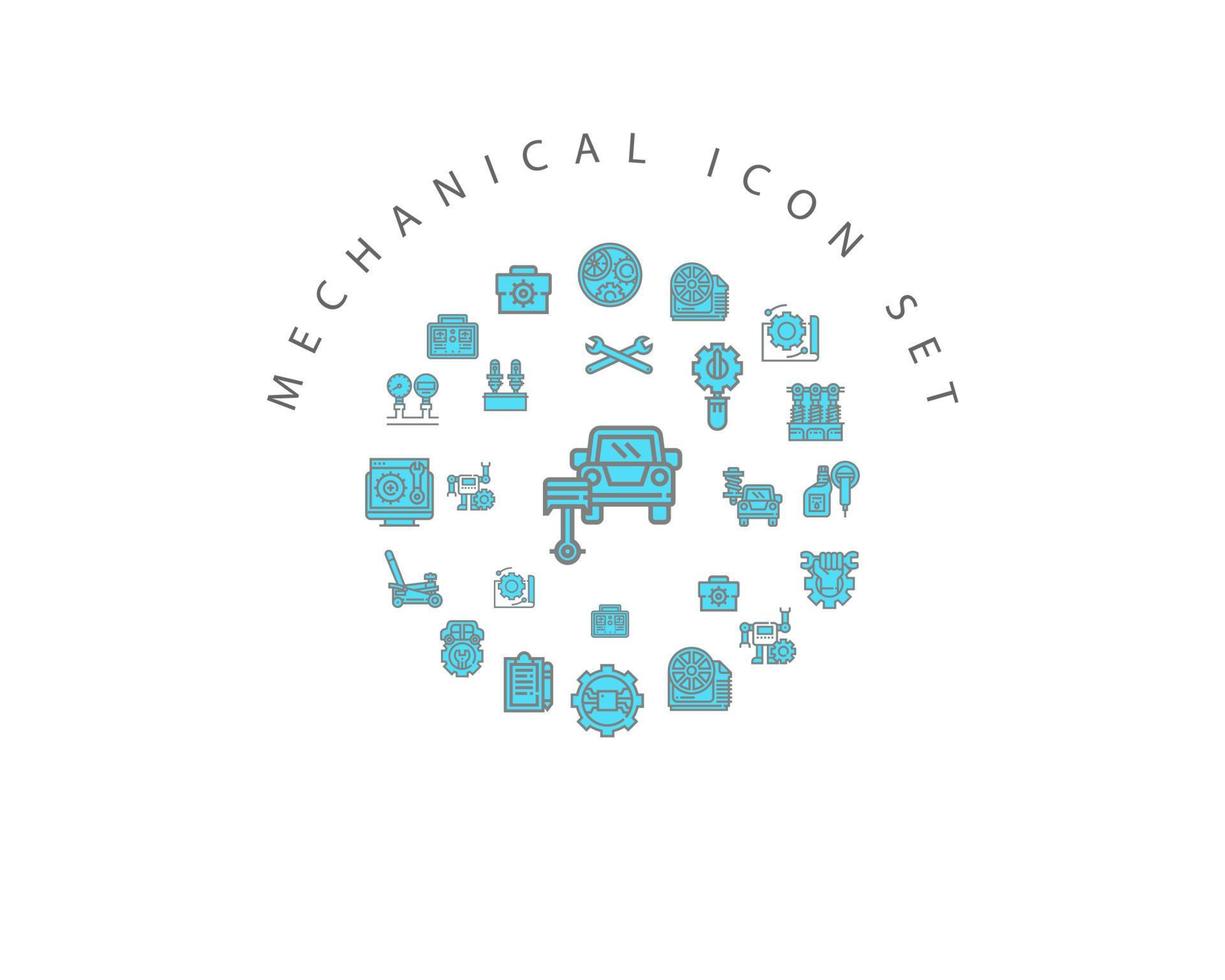 Mechanical icon set design on white background. vector