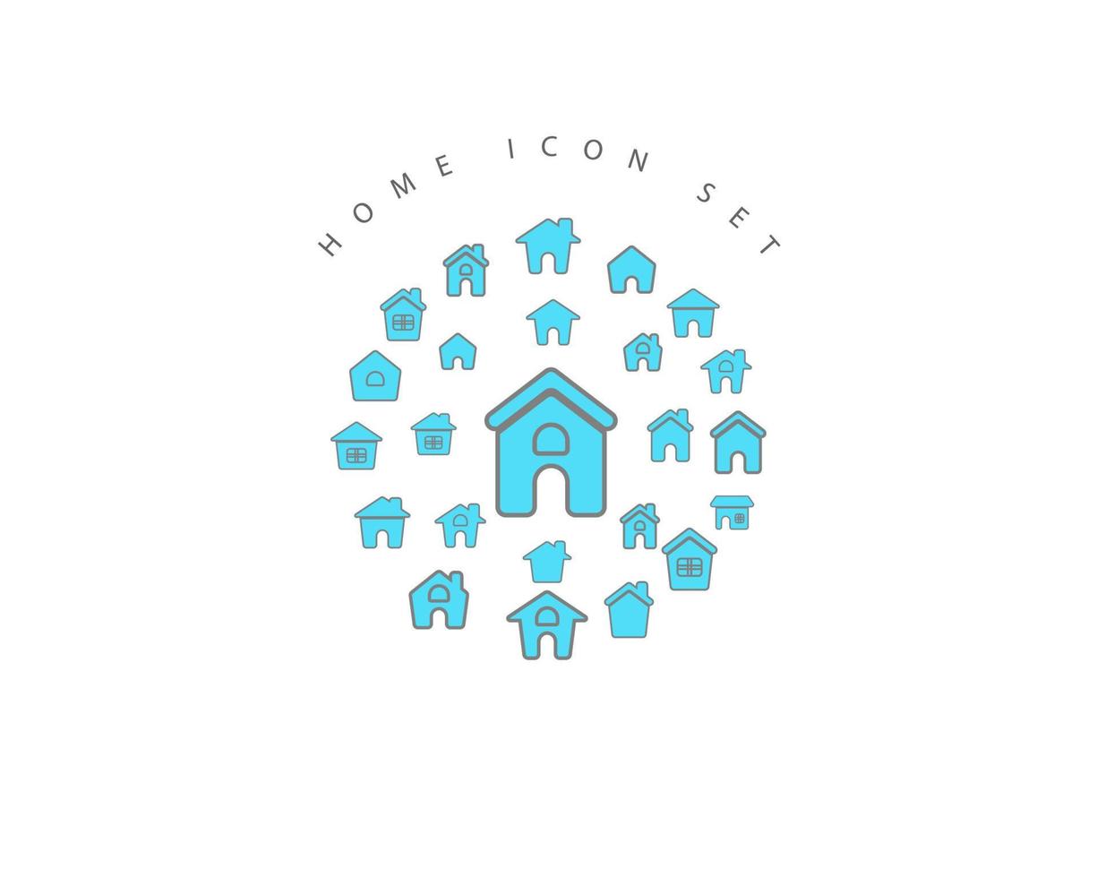 Home icon set design on white background. vector
