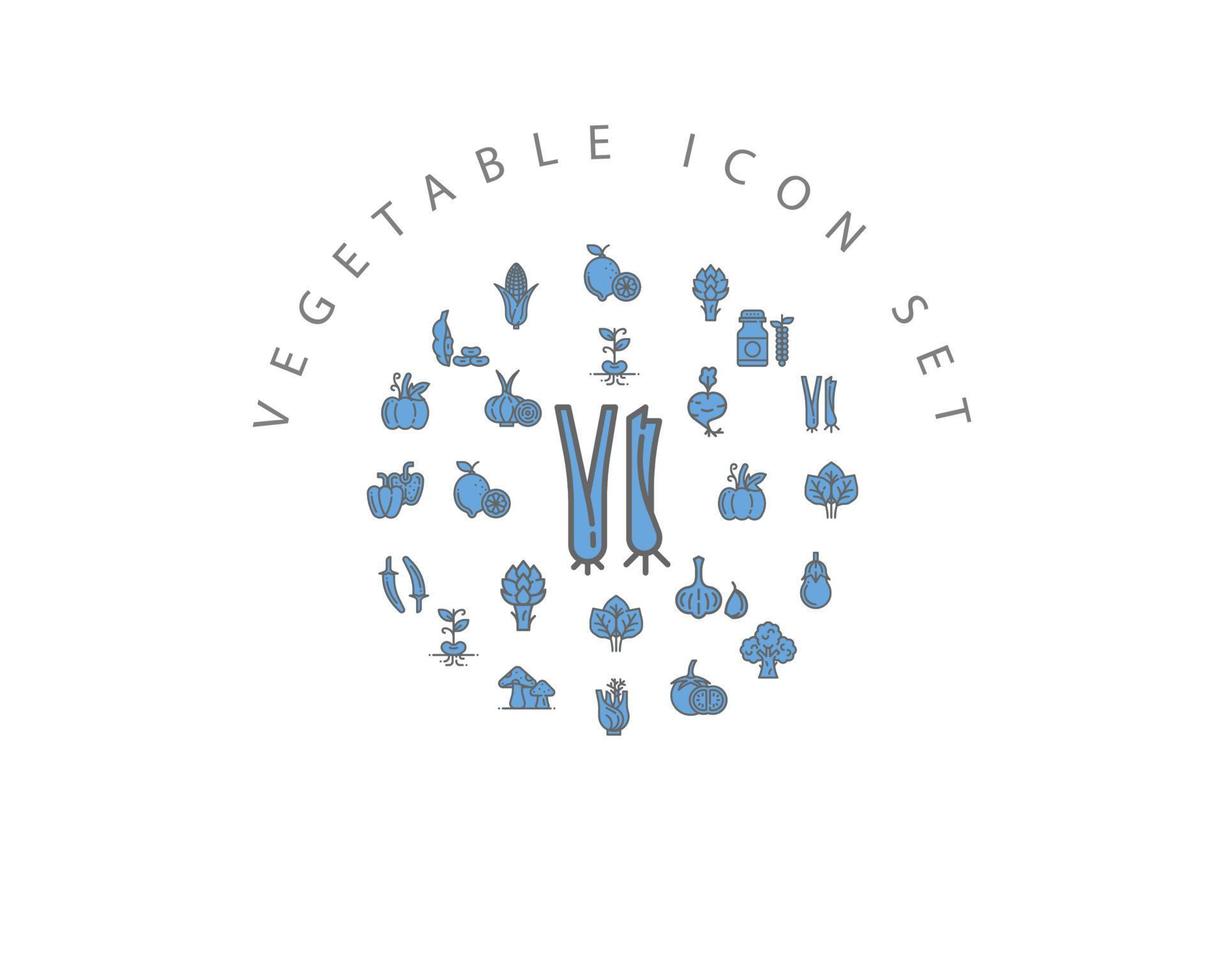 Vegetable Flat Icon Set Design. vector