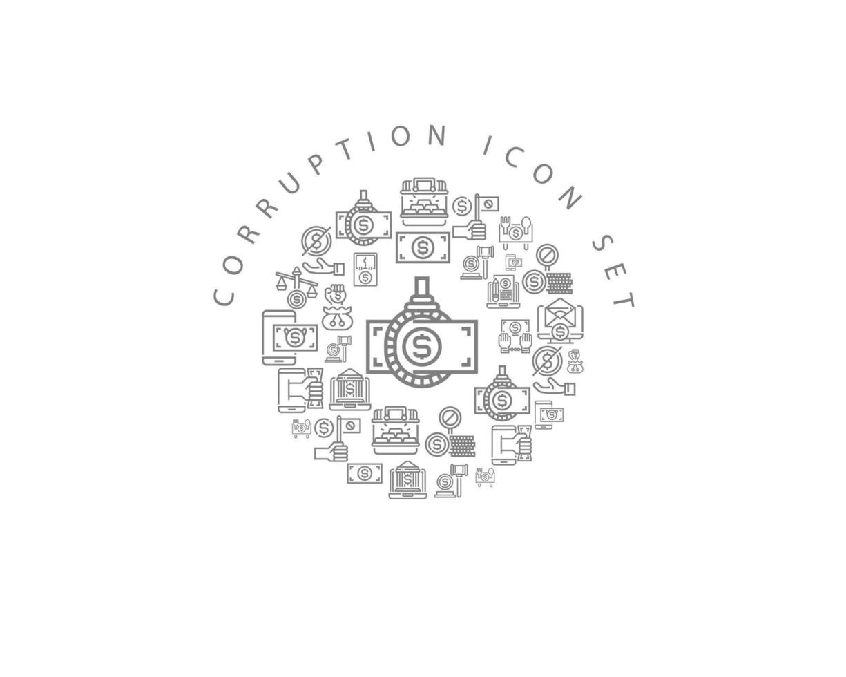 Corruption icon set design on white background. vector