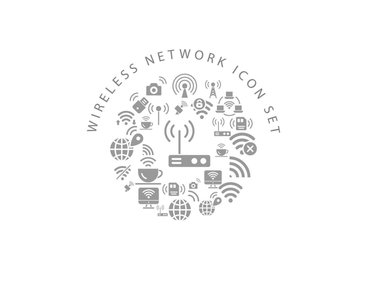 Wireless network icon set design on white background. vector