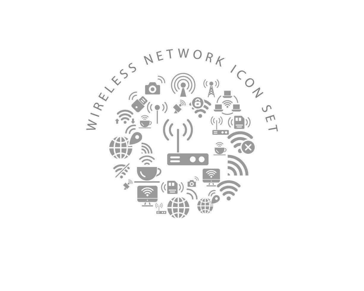 Wireless network icon set design on white background. vector