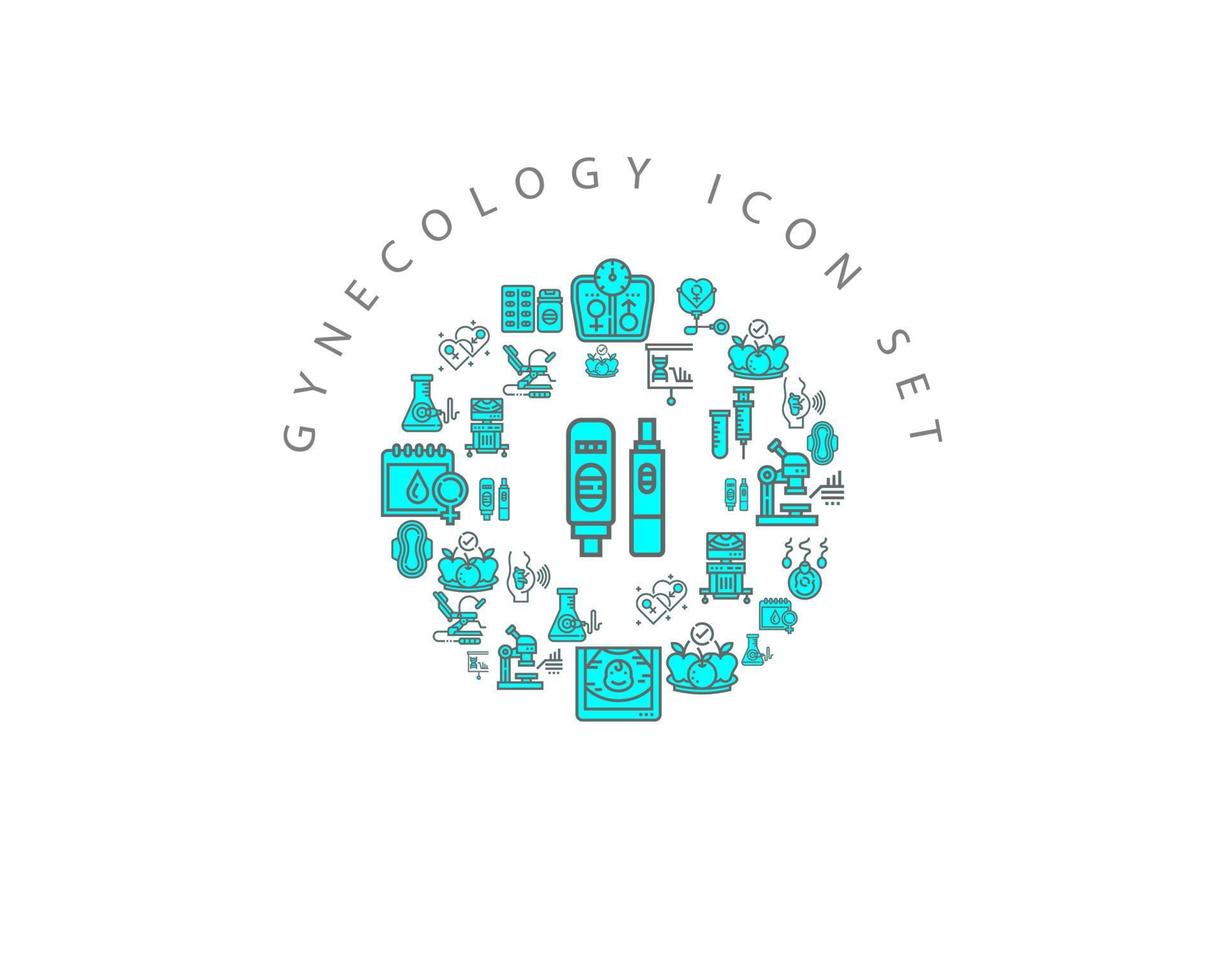 diseño de conjunto de iconos de ginecología sobre fondo blanco. vector