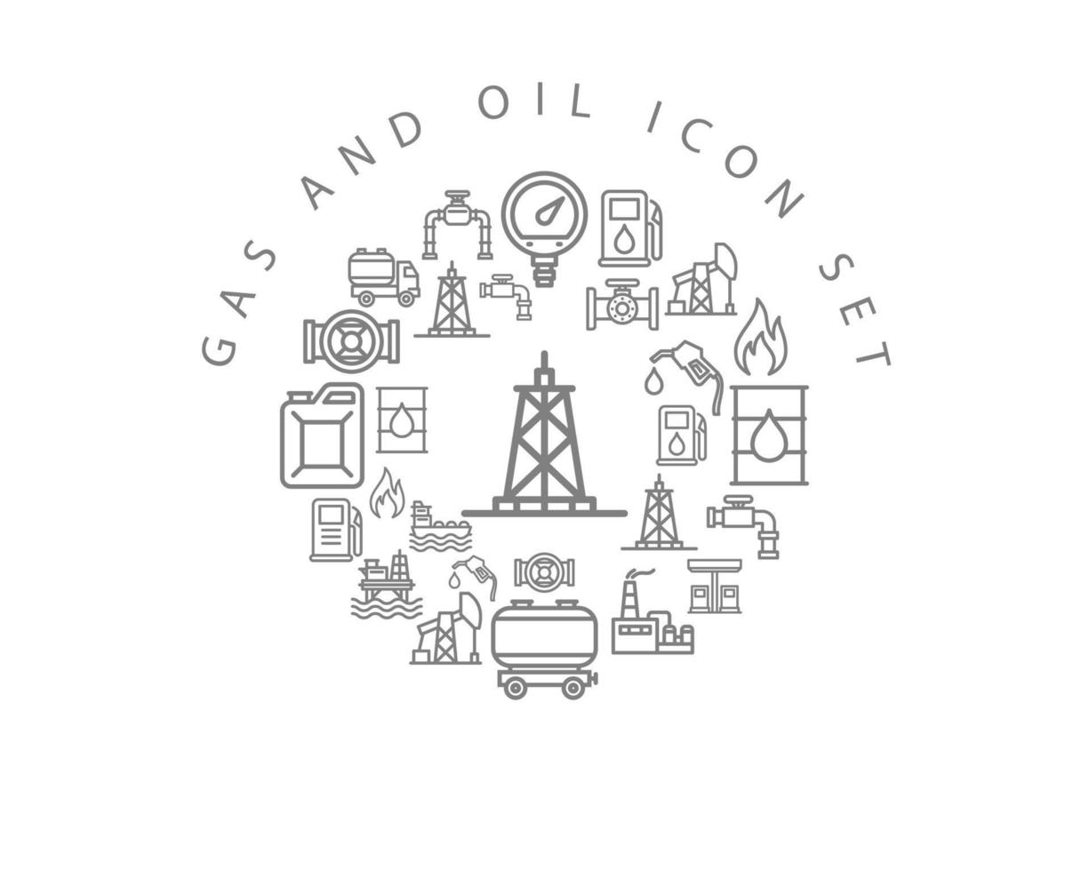 diseño de conjunto de iconos de gas y petróleo sobre fondo blanco. vector
