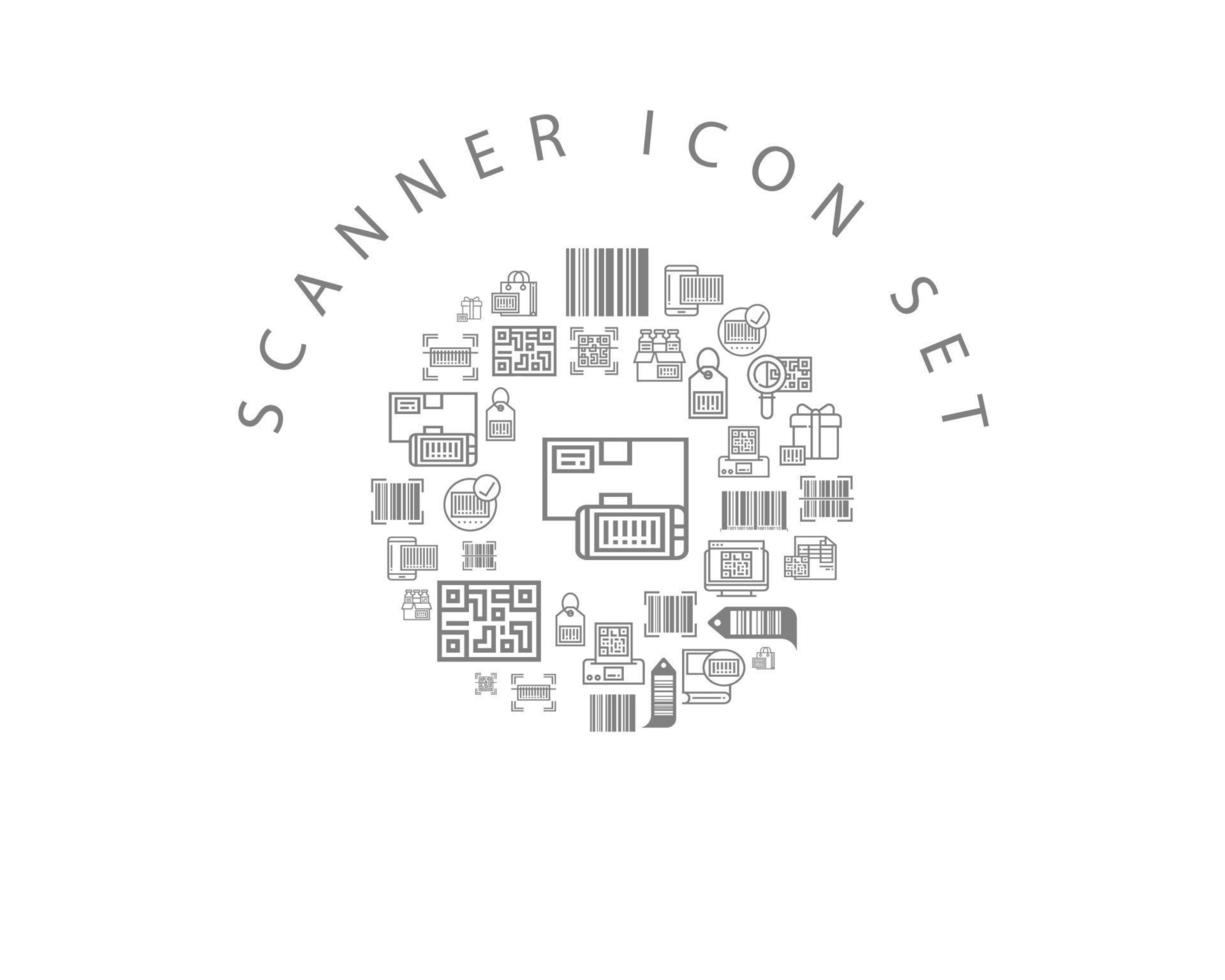 diseño de conjunto de iconos de escáner sobre fondo blanco. vector