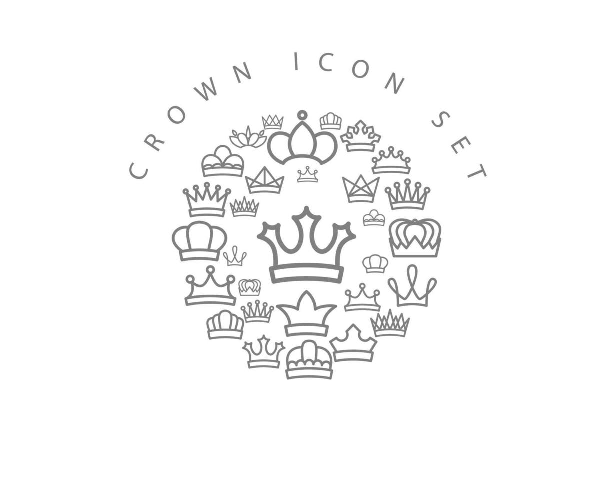 Crown icon set design on white background. vector