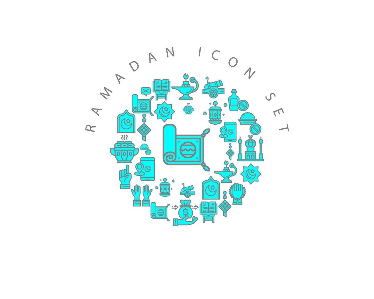 Ramadan icon set design on white background. vector