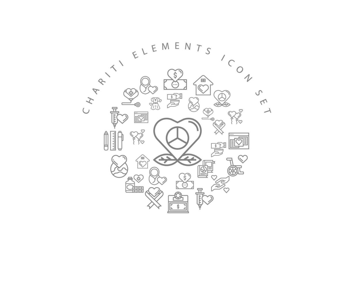 Charity icon set design on white background. vector