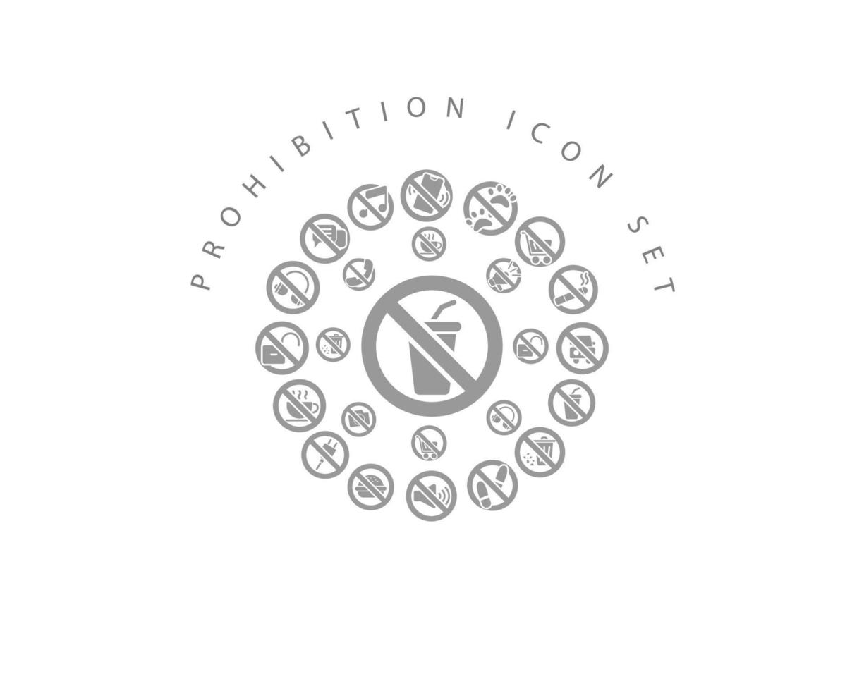 diseño de conjunto de iconos de prohibición sobre fondo blanco. vector