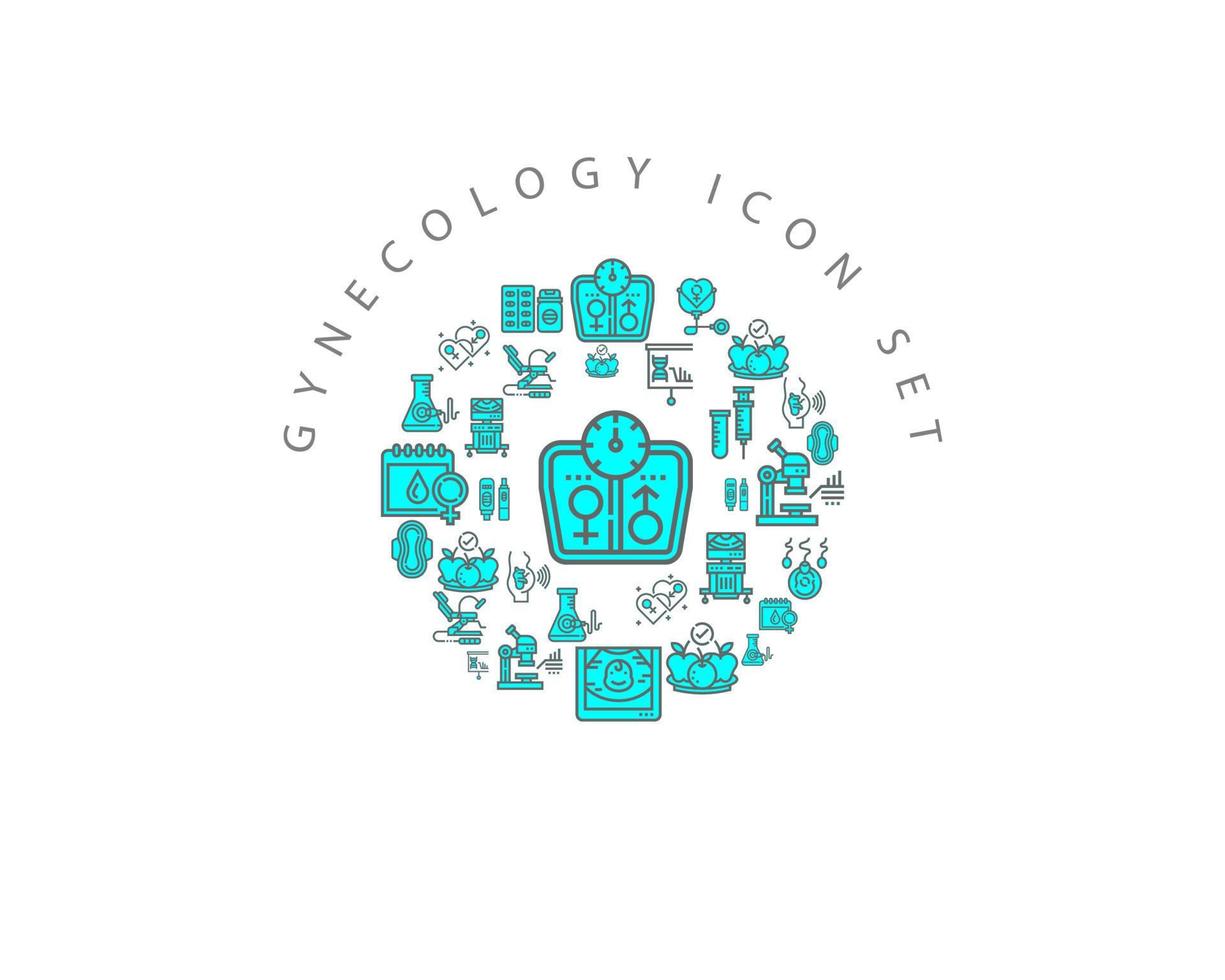 diseño de conjunto de iconos de ginecología sobre fondo blanco. vector