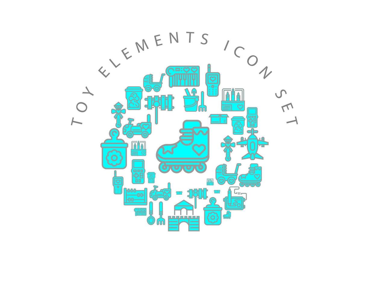 Toy elements icon set design on white background. vector